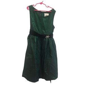 Rare Editions holiday dress girls 12 emerald green rhinestone Christmas festive
